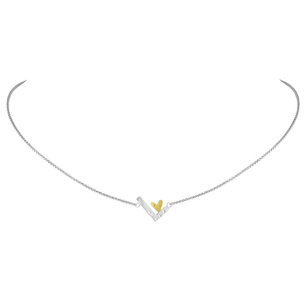 Silver Initial with gold heart necklace