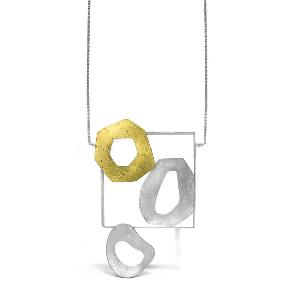 Bubbling Over Silver and Gold Long Necklace by maria blondet jewelry