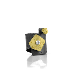 gold, oxidized silver and diamond Diversity collection ring by Maria Blondet
