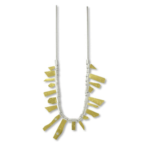 Sunrays short gold, silver and diamond necklace by maria blondet
