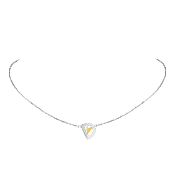 Silver Initial with gold heart necklace