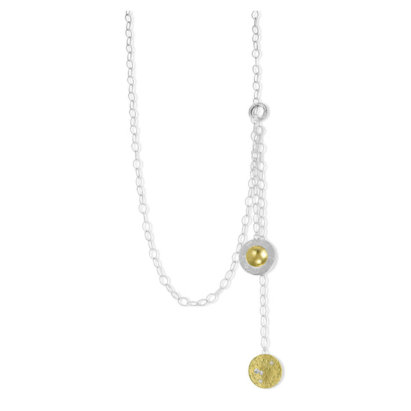 Full Sun Gold and Silver Necklace ON ONE SIDE Maria Blondet Jewelry