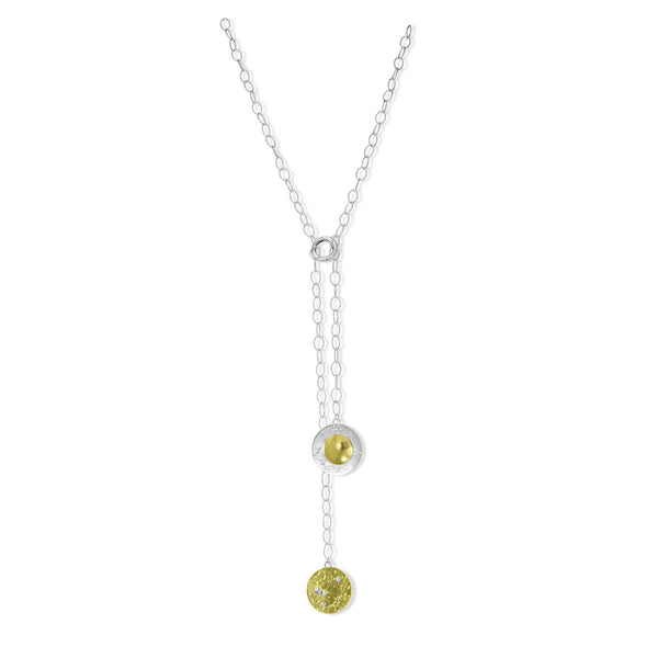 Full Sun Gold and Silver Necklace FRONTAL VIEW by Maria Blondet