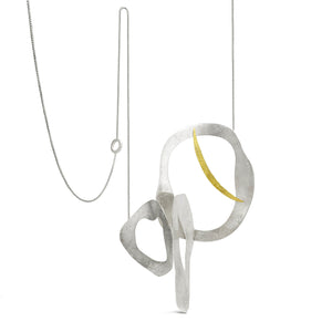 Lunar Reflection Silver and Gold Sculptural Necklace