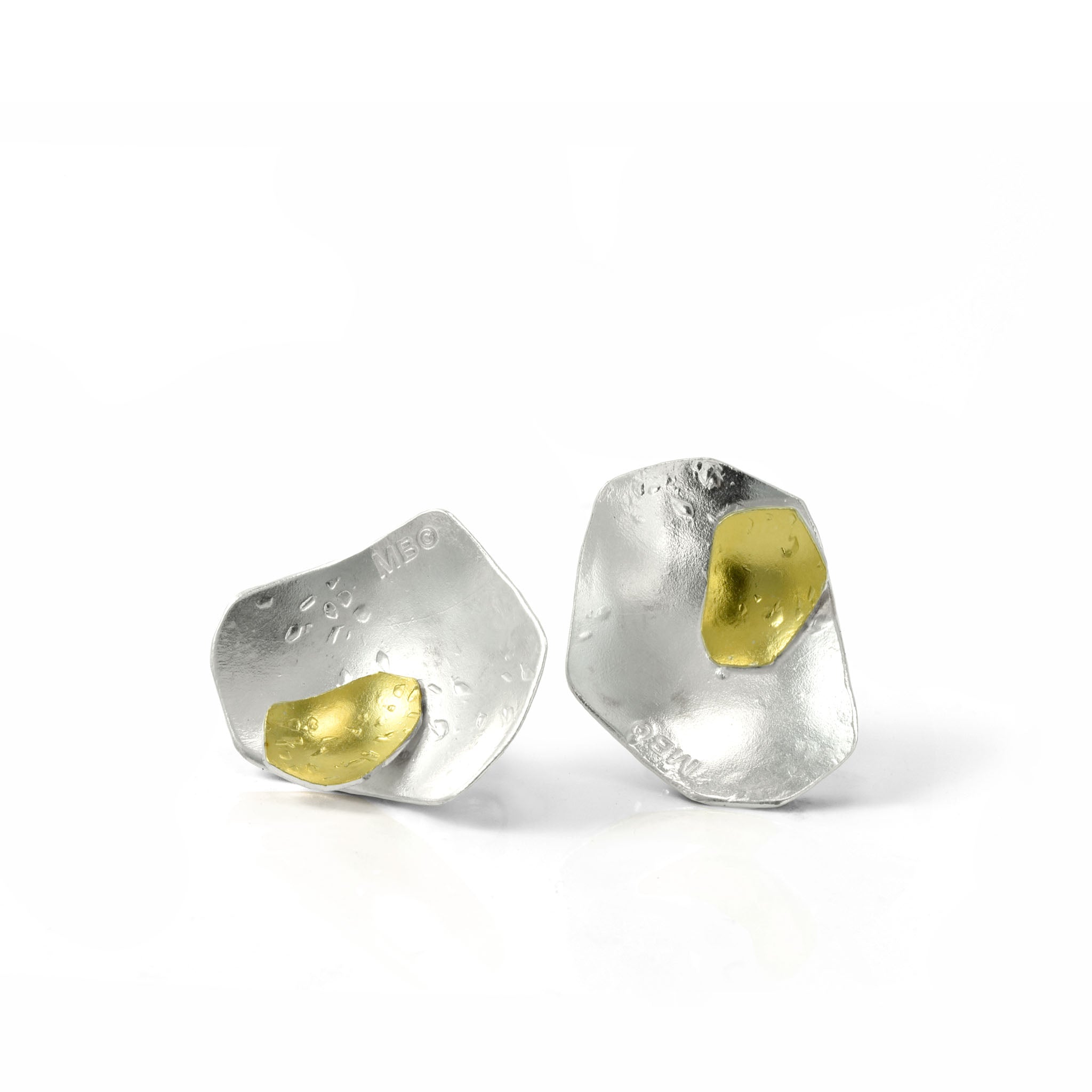 Specks of Sun Silver and gold Post Earrings by maria blondet jewelry 