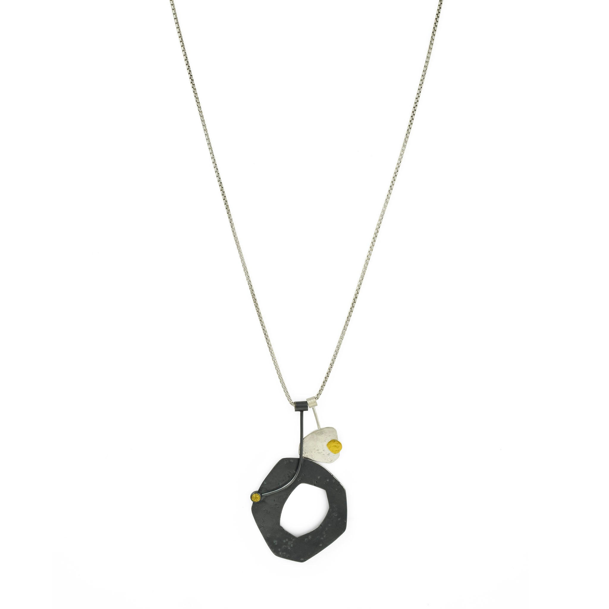 Together Oxidized Silver and Gold Pendant Necklace