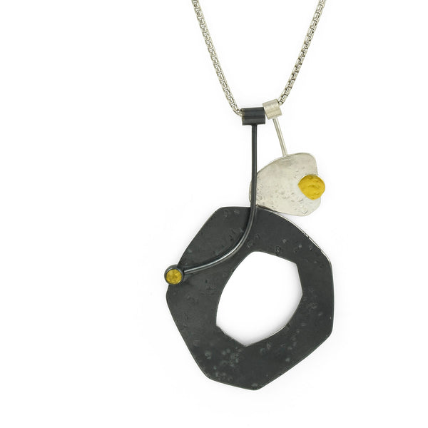 Together Oxidized Silver and Gold Pendant Necklace