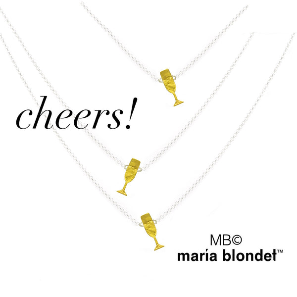 mini gold champagne flute cheers composition necklace by maria blondet