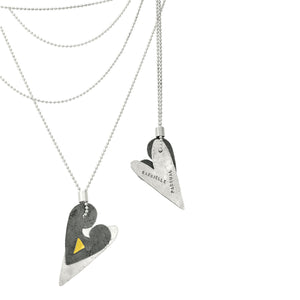 A Mother's Love Silver and Gold Necklace with Stamped Names front and back view
