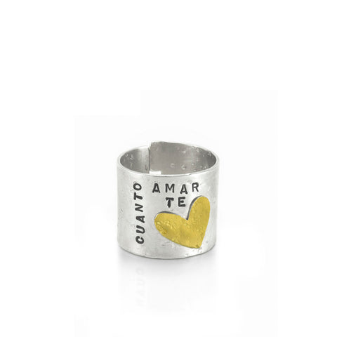 Little Notes Ring with a 22K Gold Heart