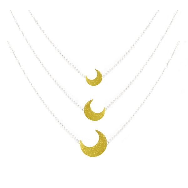 Mini Moon: 22K Gold and Silver Mini Necklace