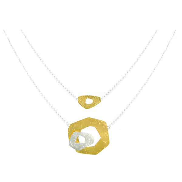 mini gold ripple necklace with larger Ripple by maria blondet