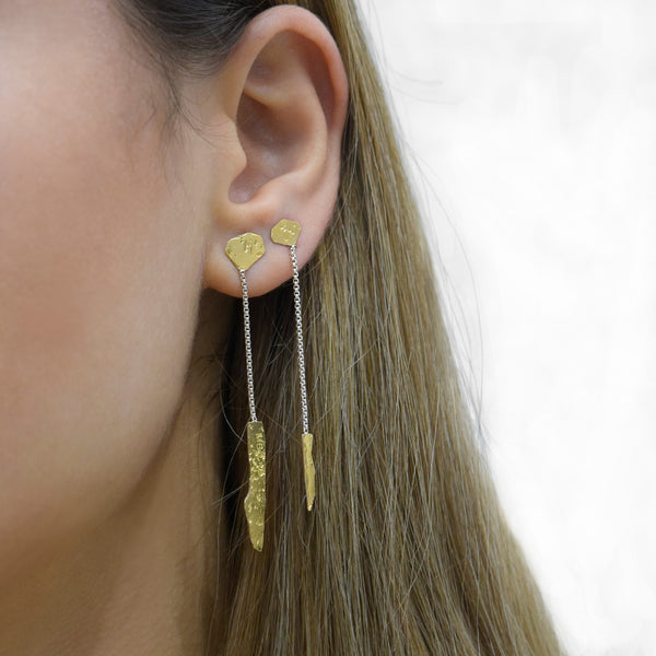 Sunrays Long Earring ON MODEL by Maria Blondet Jewelry